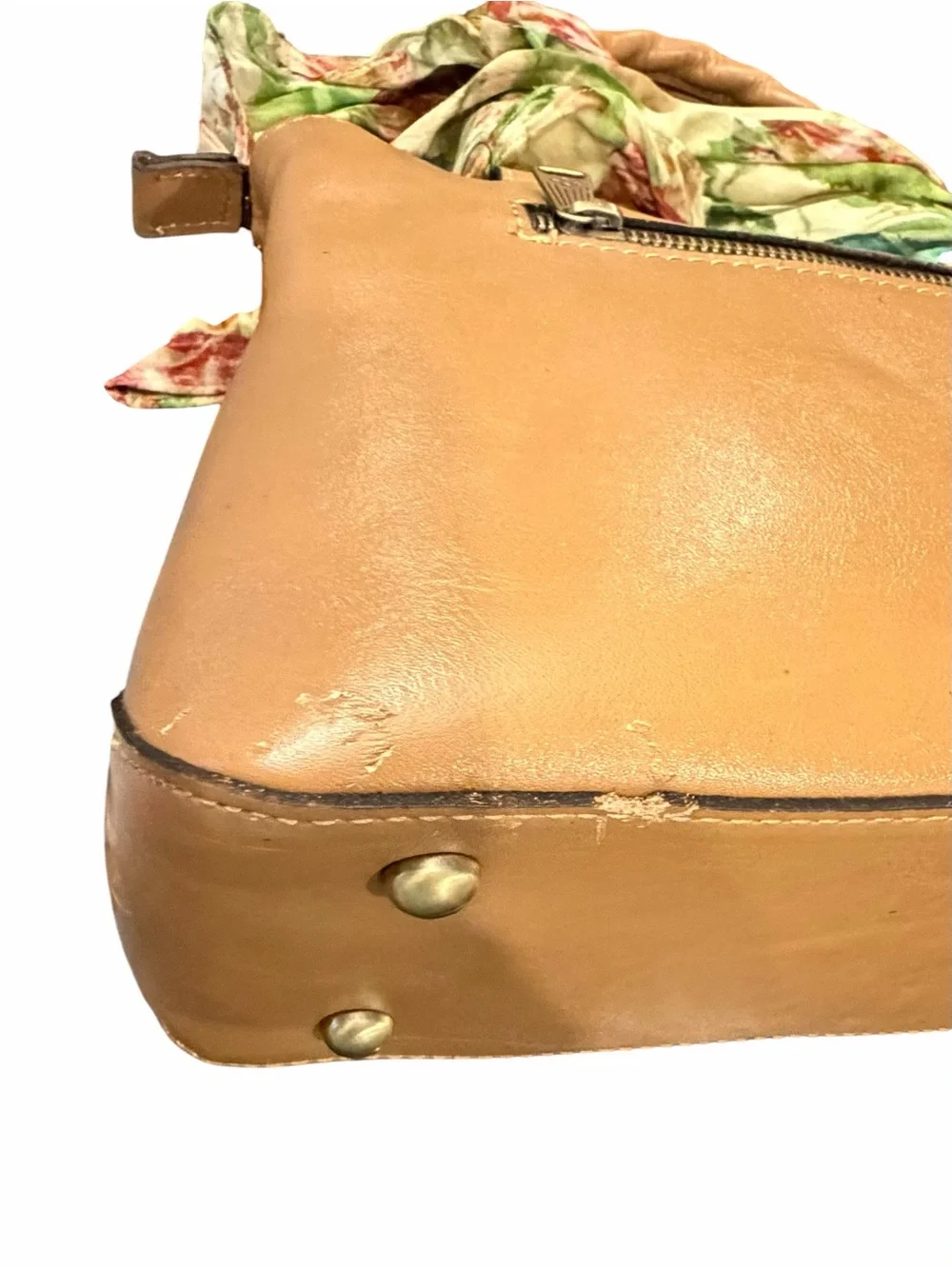 Patricia Nash Angela Naturals Seashell Kisslock Leather Handbag NEW DISTRESSED
